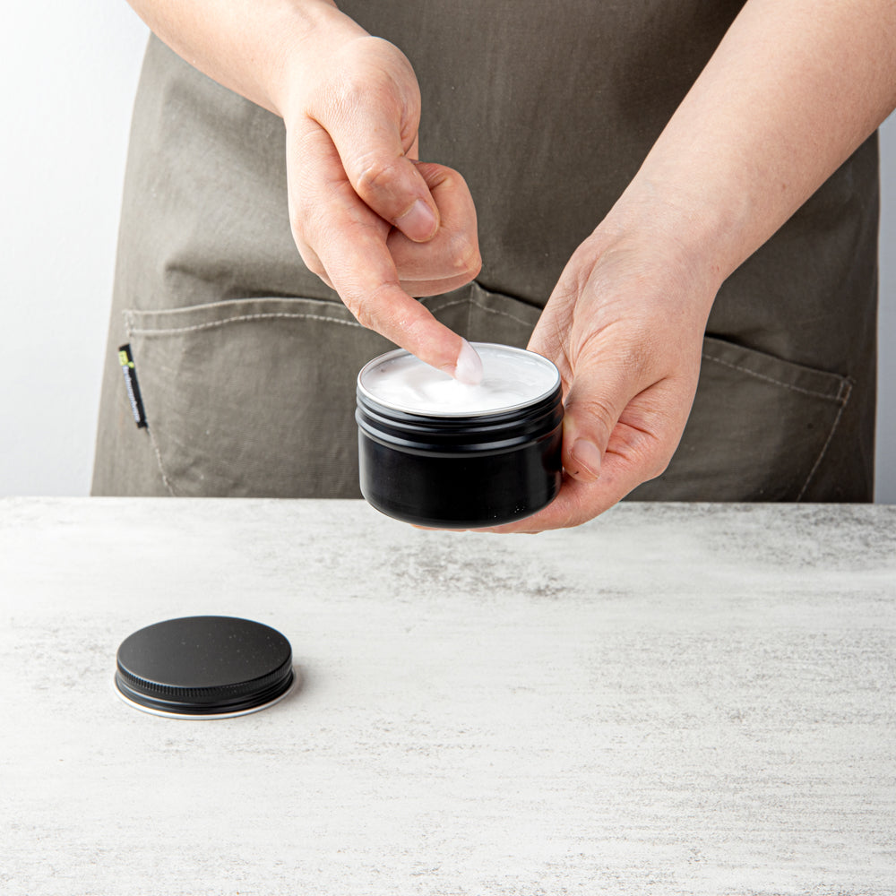 Chef 101 4 oz Round Black Tin Container - with Screw Lid - 10 count box