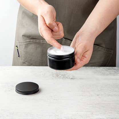 Chef 101 4 oz Round Black Tin Container - with Screw Lid - 10 count box