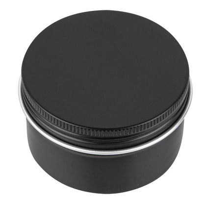 Chef 101 4 oz Round Black Tin Container - with Screw Lid - 100 count box