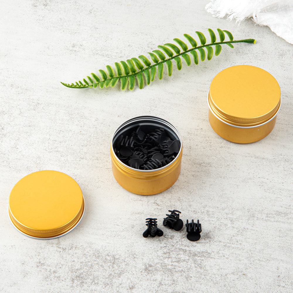 Chef 101 4 oz Round Gold Tin Container - with Screw Lid - 10 count box