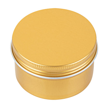 Chef 101 4 oz Round Gold Tin Container - with Screw Lid - 10 count box