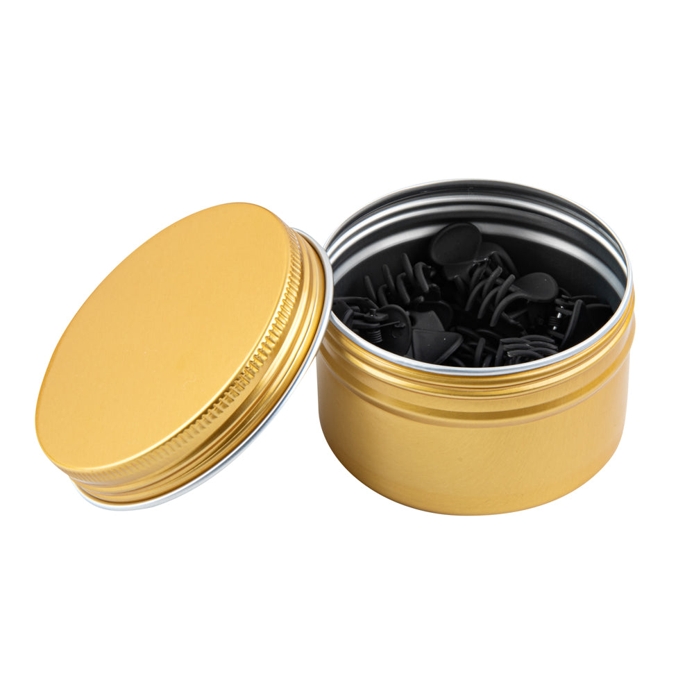 Chef 101 4 oz Round Gold Tin Container - with Screw Lid - 100 count box