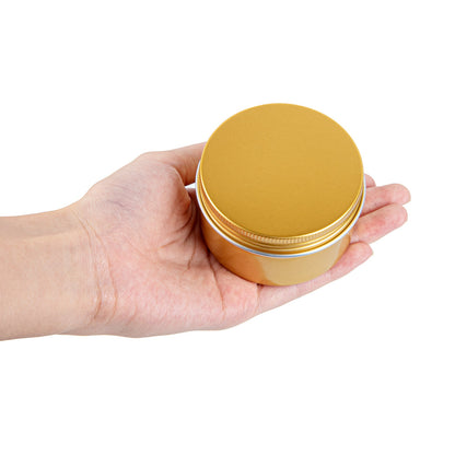Chef 101 4 oz Round Gold Tin Container - with Screw Lid - 100 count box