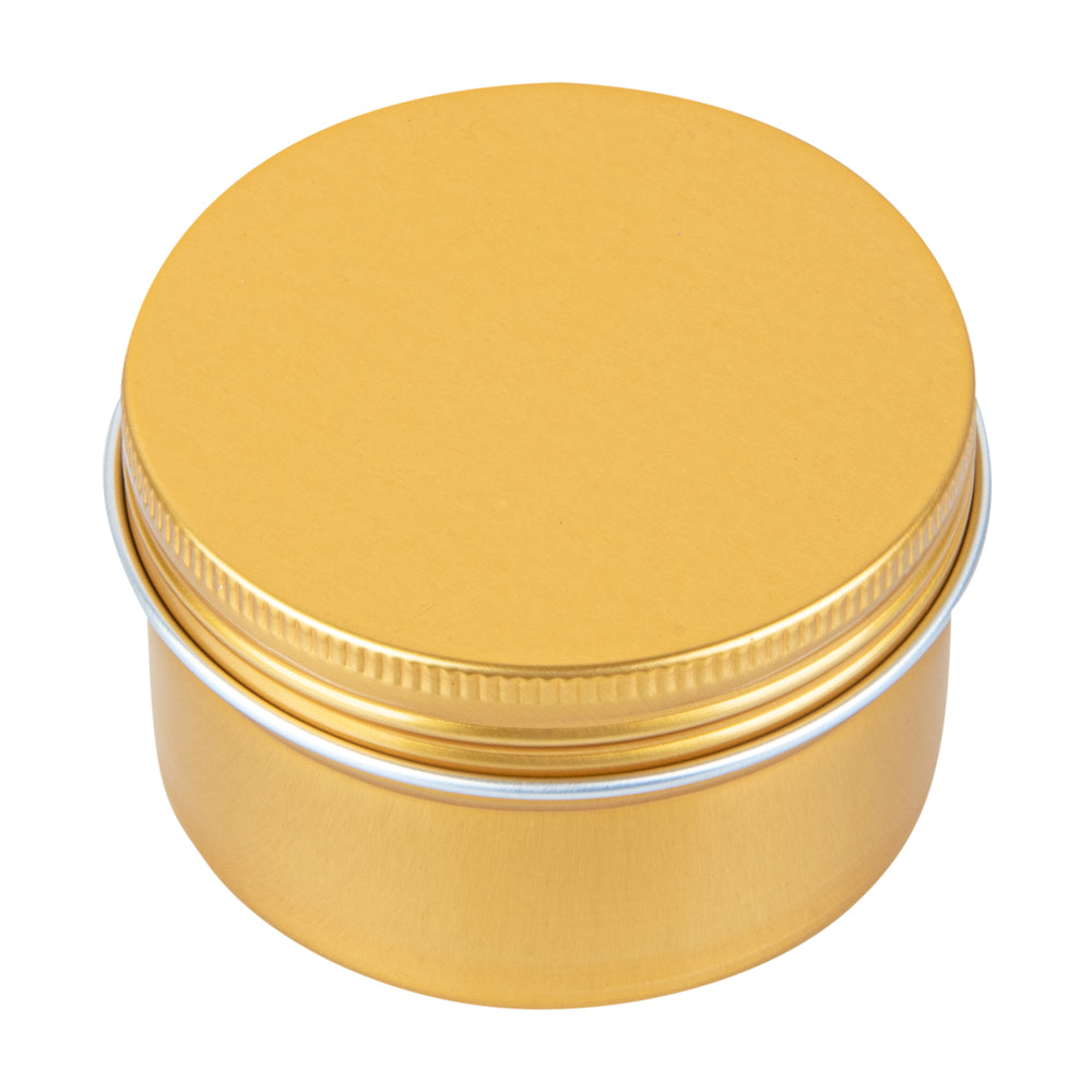 Chef 101 4 oz Round Gold Tin Container - with Screw Lid - 100 count box
