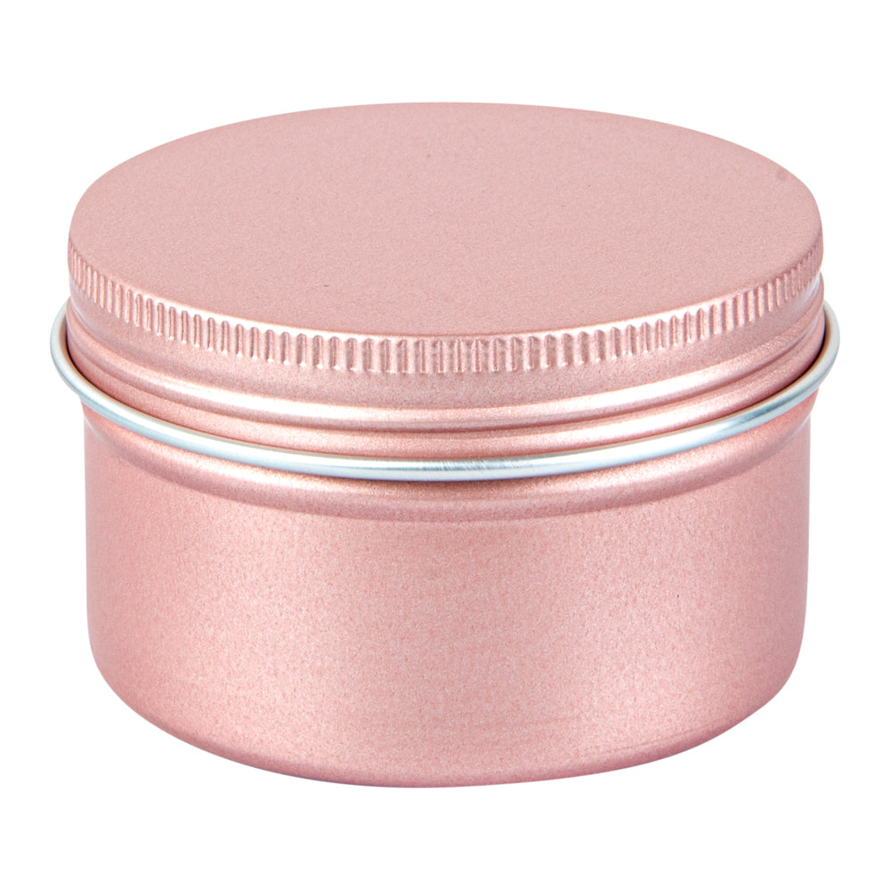 Chef 101 4 oz Round Rose Gold Tin Container - with Screw Lid - 10 count box