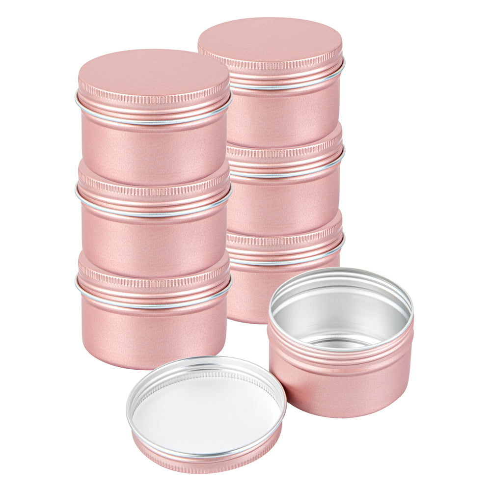 Chef 101 4 oz Round Rose Gold Tin Container - with Screw Lid - 10 count box