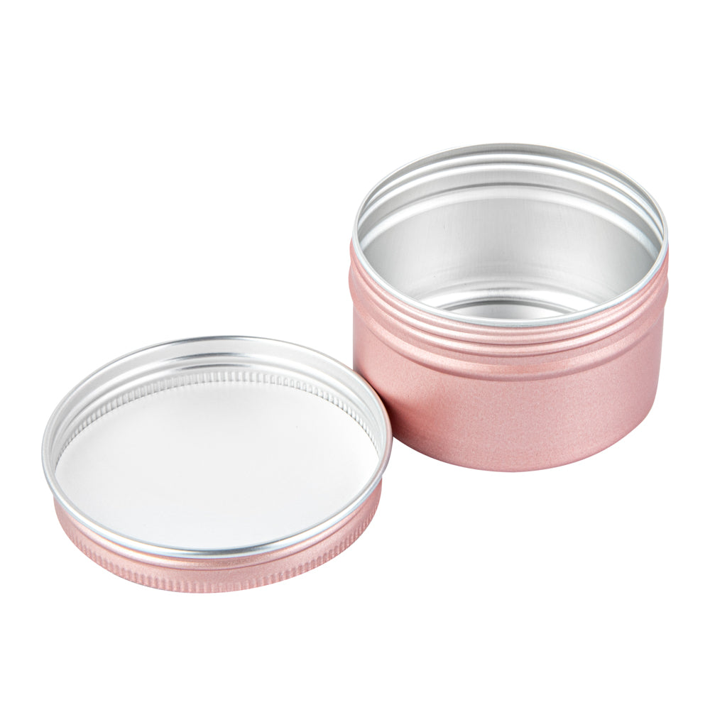 Chef 101 4 oz Round Rose Gold Tin Container - with Screw Lid - 10 count box