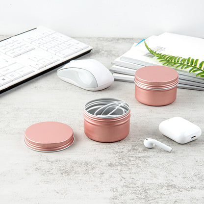 Chef 101 4 oz Round Rose Gold Tin Container - with Screw Lid - 10 count box
