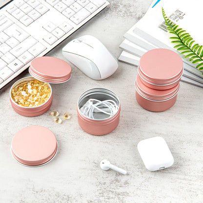 Chef 101 4 oz Round Rose Gold Tin Container - with Screw Lid - 10 count box