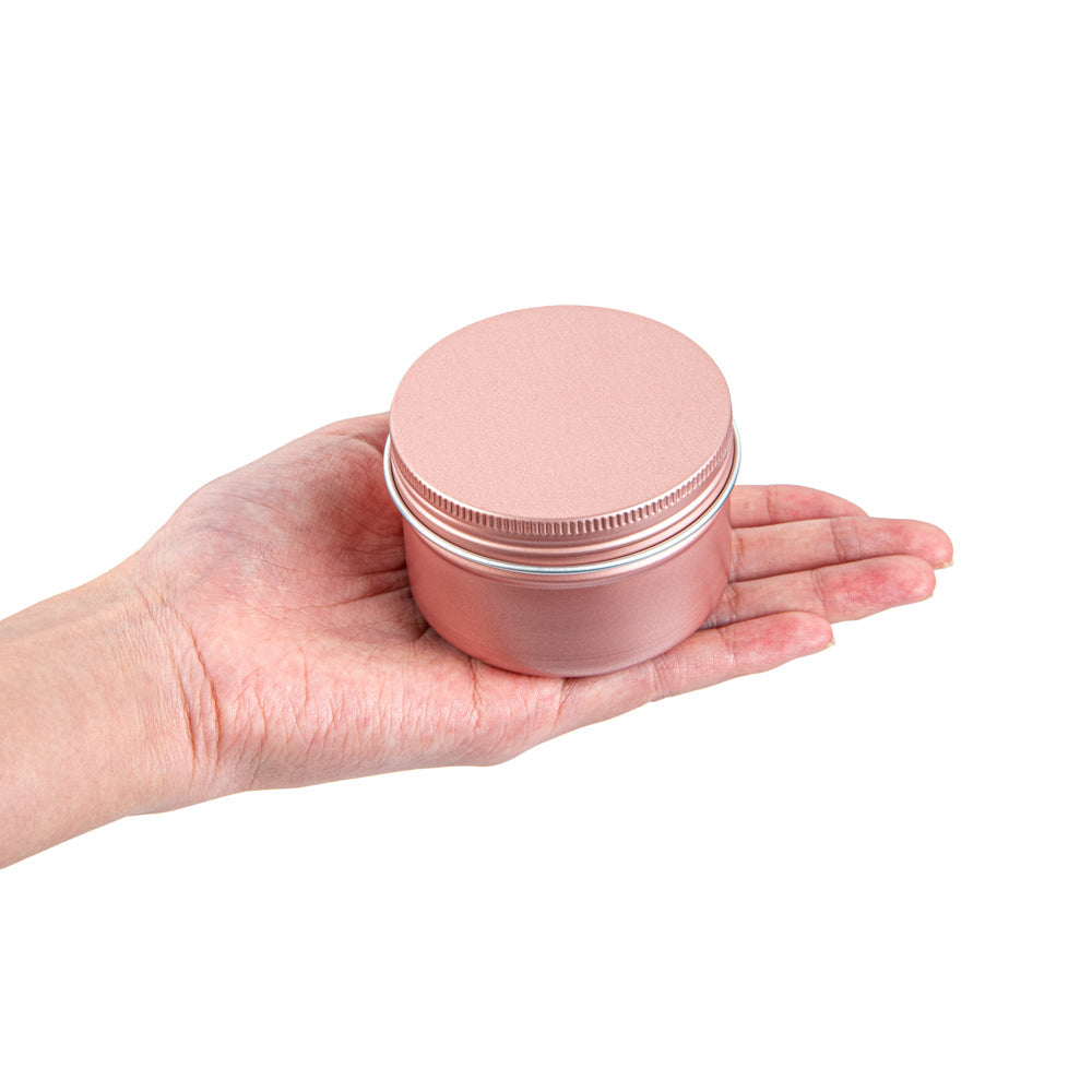 Chef 101 4 oz Round Rose Gold Tin Container - with Screw Lid - 100 count box