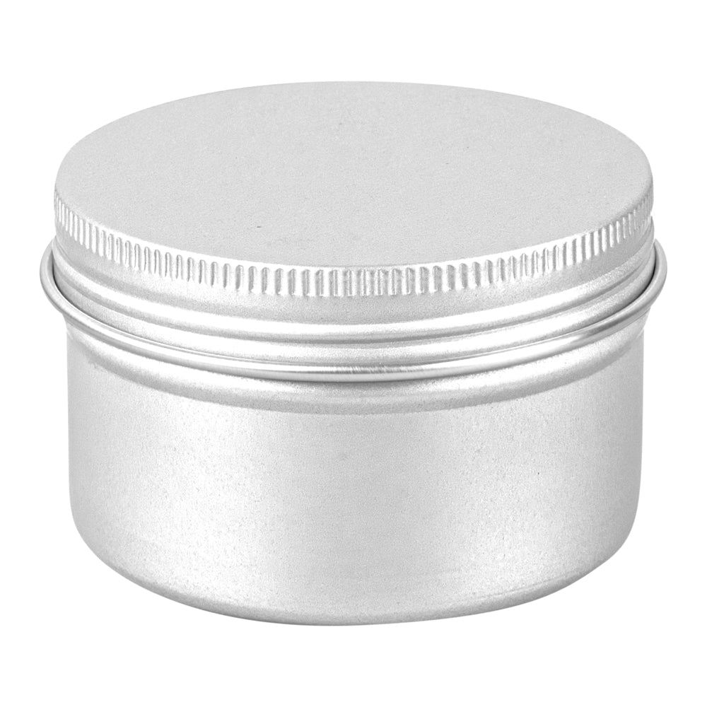 Chef 101 4 oz Round Silver Tin Container - with Screw Lid - 100 count box
