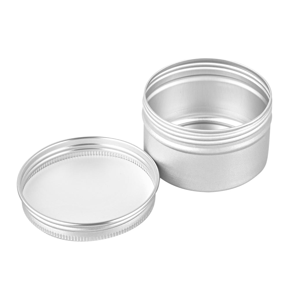 Chef 101 4 oz Round Silver Tin Container - with Screw Lid - 100 count box