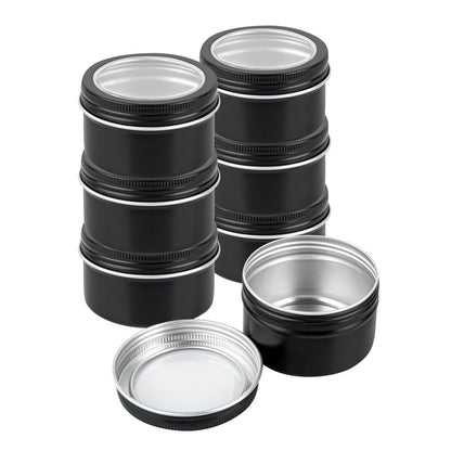 Chef 101 4 oz Round Black Tin Container - with Window Lid - 10 count box