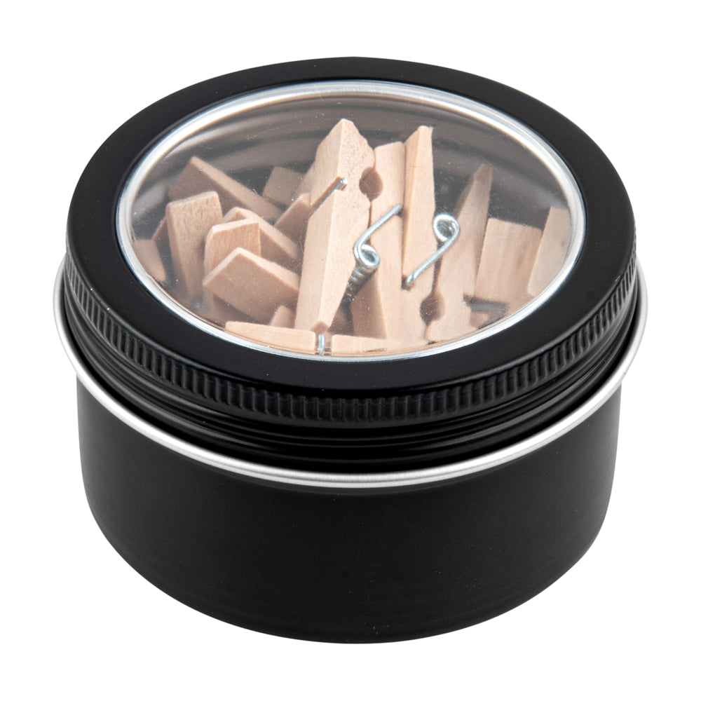 Chef 101 4 oz Round Black Tin Container - with Window Lid - 10 count box