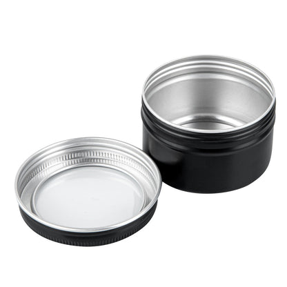 Chef 101 4 oz Round Black Tin Container - with Window Lid - 100 count box