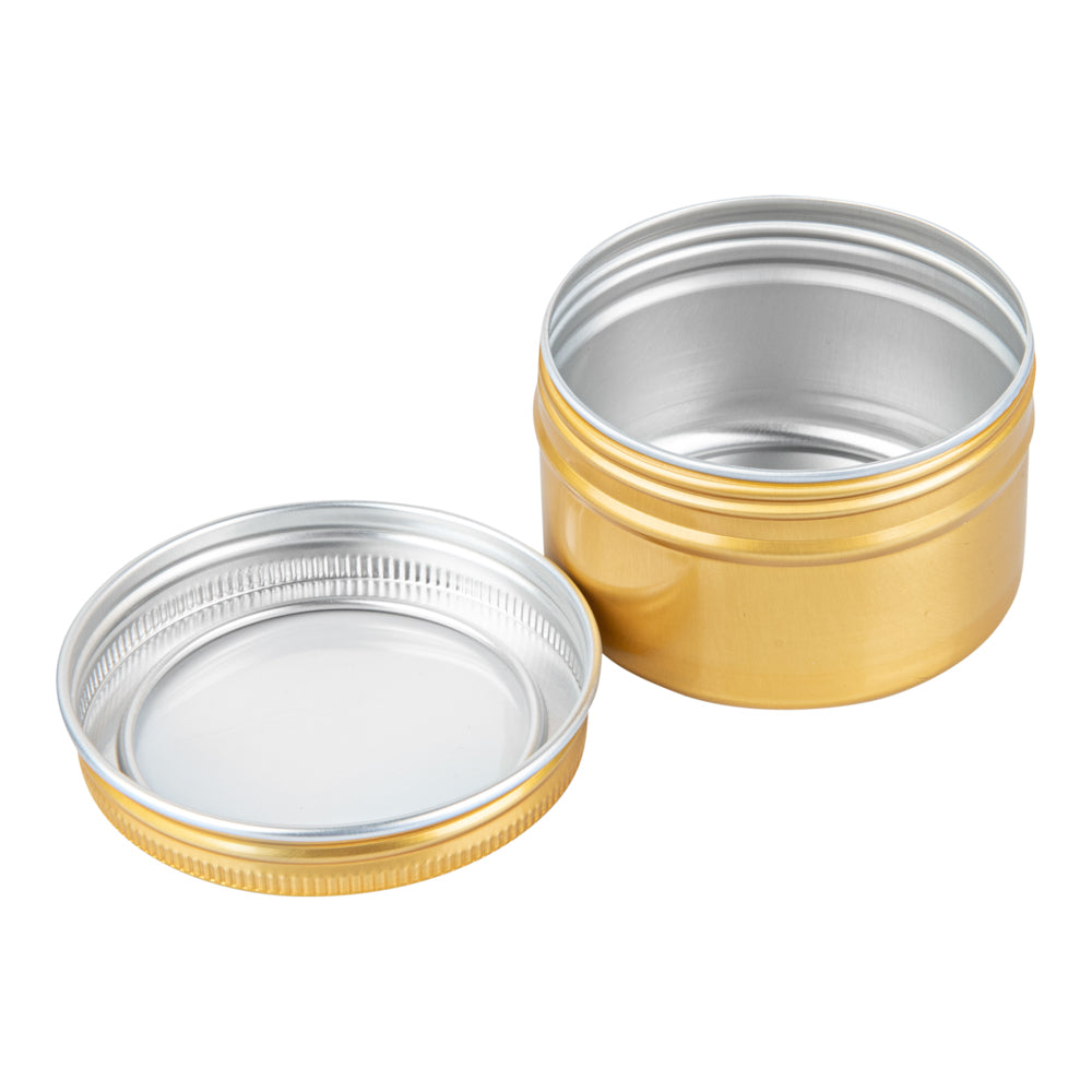 Chef 101 4 oz Round Gold Tin Container - with Window Lid - 10 count box