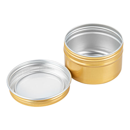 Chef 101 4 oz Round Gold Tin Container - with Window Lid - 10 count box