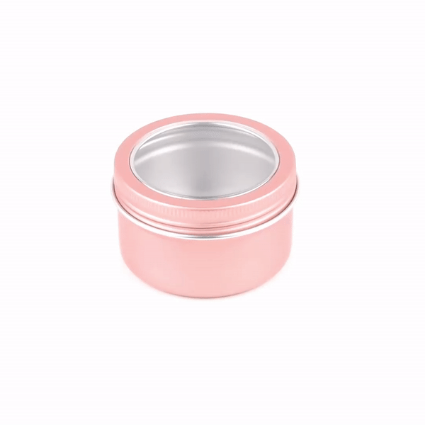 Chef 101 4 oz Round Rose Gold Tin Container - with Window Lid - 10 count box