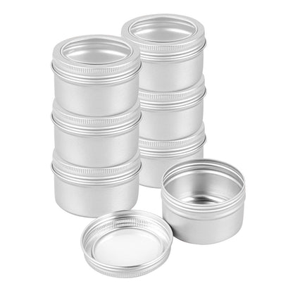 Chef 101 4 oz Round Silver Tin Container - with Window Lid - 10 count box