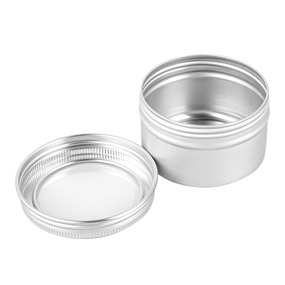 Chef 101 4 oz Round Silver Tin Container - with Window Lid - 10 count box