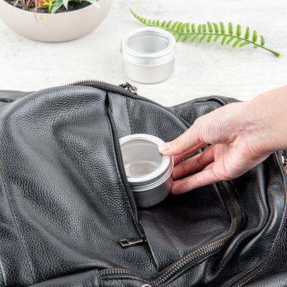 Chef 101 4 oz Round Silver Tin Container - with Window Lid - 10 count box