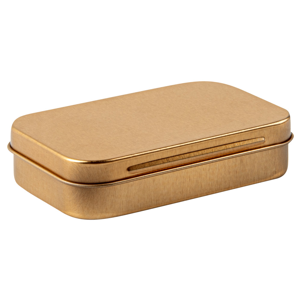 Chef 101 4 oz Rectangle Gold Tin Container - with Hinged Lid - 10 count box