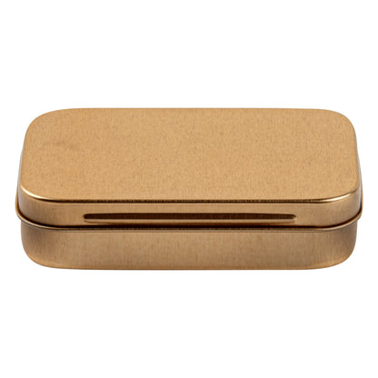 Chef 101 4 oz Rectangle Gold Tin Container - with Hinged Lid - 10 count box