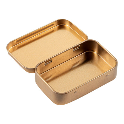 Chef 101 4 oz Rectangle Gold Tin Container - with Hinged Lid - 10 count box