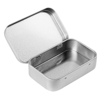 Chef 101 4 oz Rectangle Silver Tin Container - with Hinged Lid- 10 count box