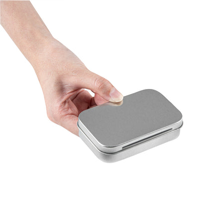 Chef 101 4 oz Rectangle Silver Tin Container - with Hinged Lid- 10 count box