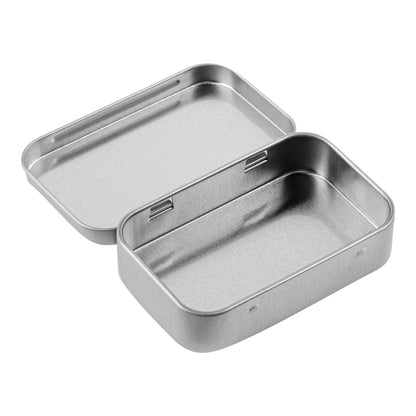 Chef 101 4 oz Rectangle Silver Tin Container - with Hinged Lid- 10 count box