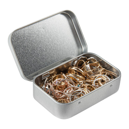Chef 101 4 oz Rectangle Silver Tin Container - with Hinged Lid - 100 count box