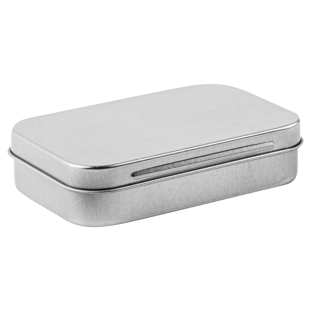 Chef 101 4 oz Rectangle Silver Tin Container - with Hinged Lid - 100 count box