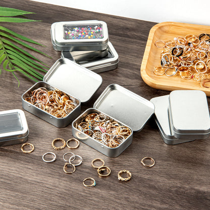 Chef 101 4 oz Rectangle Silver Tin Container - with Hinged Lid - 100 count box