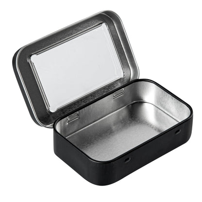 Chef 101 4 oz Rectangle Black Tin Container - with Window Lid - 10 count box