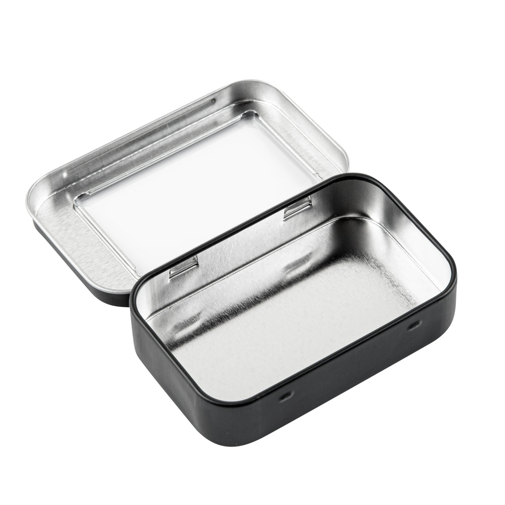 Chef 101 4 oz Rectangle Black Tin Container - with Window Lid - 10 count box