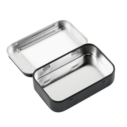Chef 101 4 oz Rectangle Black Tin Container - with Window Lid - 10 count box