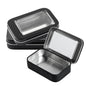 Chef 101 4 oz Rectangle Black Tin Container - with Window Lid - 100 count box