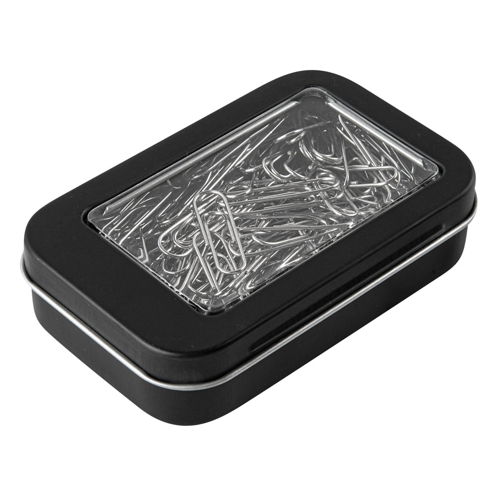 Chef 101 4 oz Rectangle Black Tin Container - with Window Lid - 100 count box