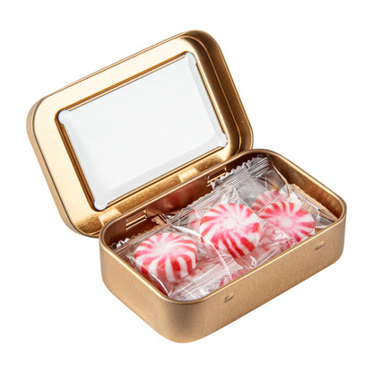 Chef 101 4 oz Rectangle Gold Tin Container - with Window Lid - 10 count box