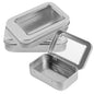 Chef 101 4 oz Rectangle Silver Tin Container - with Window Lid - 10 count box