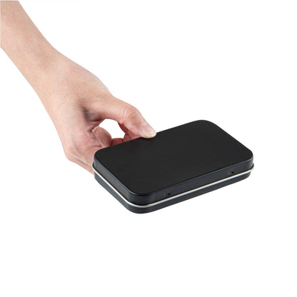 Chef 101 6 oz Rectangle Black Tin Container - with Hinged Lid - 10 count box