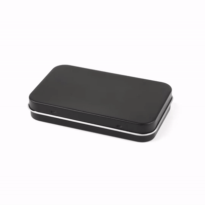 Chef 101 6 oz Rectangle Black Tin Container - with Hinged Lid - 100 count box
