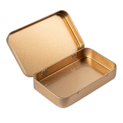 Chef 101 6 oz Rectangle Gold Tin Container - with Hinged Lid - 10 count box