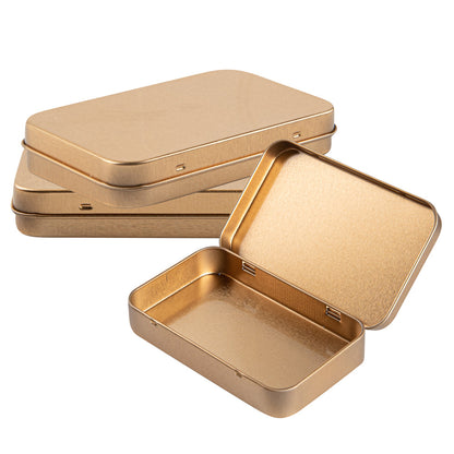 Chef 101 6 oz Rectangle Gold Tin Container - with Hinged Lid - 10 count box