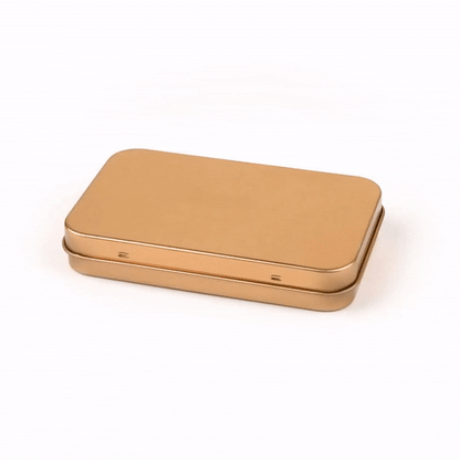 Chef 101 6 oz Rectangle Gold Tin Container - with Hinged Lid - 10 count box