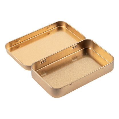 Chef 101 6 oz Rectangle Gold Tin Container - with Hinged Lid - 10 count box