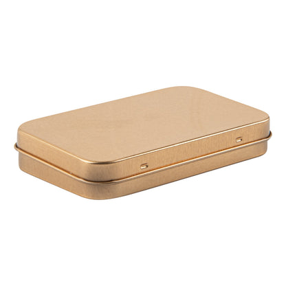 Chef 101 6 oz Rectangle Gold Tin Container - with Hinged Lid - 100 count box
