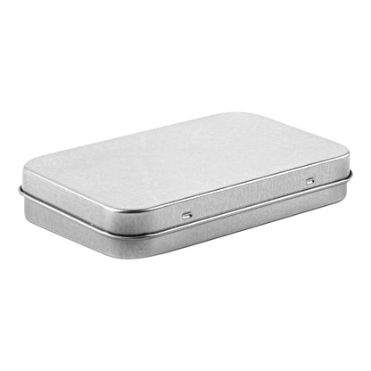 Chef 101 6 oz Rectangle Silver Tin Container - with Hinged Lid - 10 count box