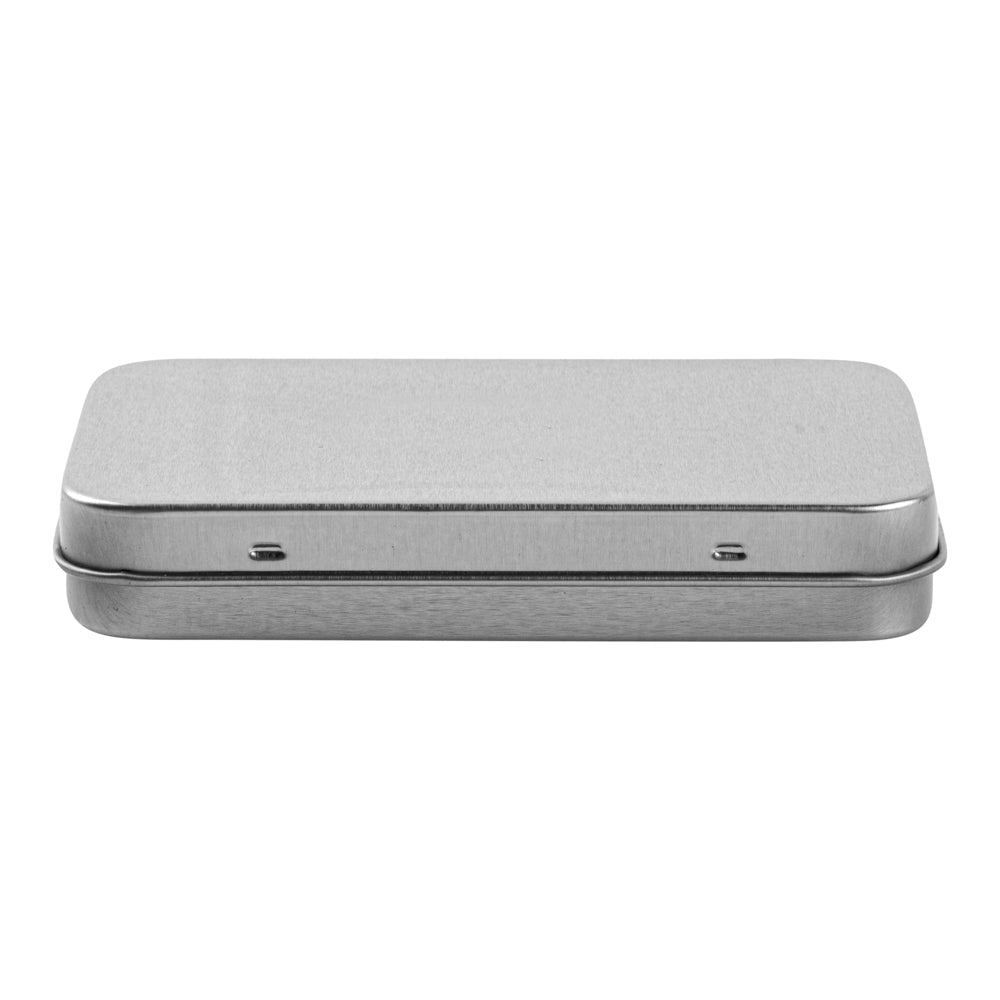 Chef 101 6 oz Rectangle Silver Tin Container - with Hinged Lid - 10 count box